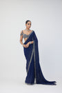 Deep Blue Sequins Embroidered Saree