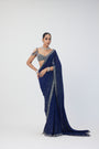 Deep Blue Sequins Embroidered Saree