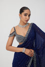 Deep Blue Sequins Embroidered Saree