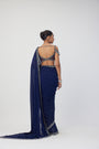 Deep Blue Sequins Embroidered Saree
