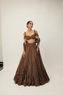 Copper crystal Linear embroidered Lehenga set