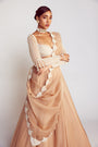 Beige Pearl Chandelier Drop Organza Lehenga Set