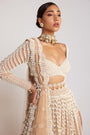 Beige Chandelier Pearl Lehenga Set