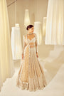 Beige V Neck Chandelier Pearl Lehenga Set