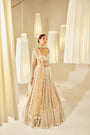 Beige V Neck Chandelier Pearl Lehenga Set