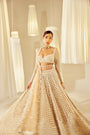 Beige V Neck Chandelier Pearl Lehenga Set