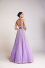 Lilac Chandelier Pearl Halter Neck Crop Top Skirt Set