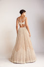 Beige Chandelier Pearl Sweetheart Neck Lehenga Set