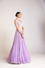 Lilac V Neck Pearl Chandelier Lehenga Set