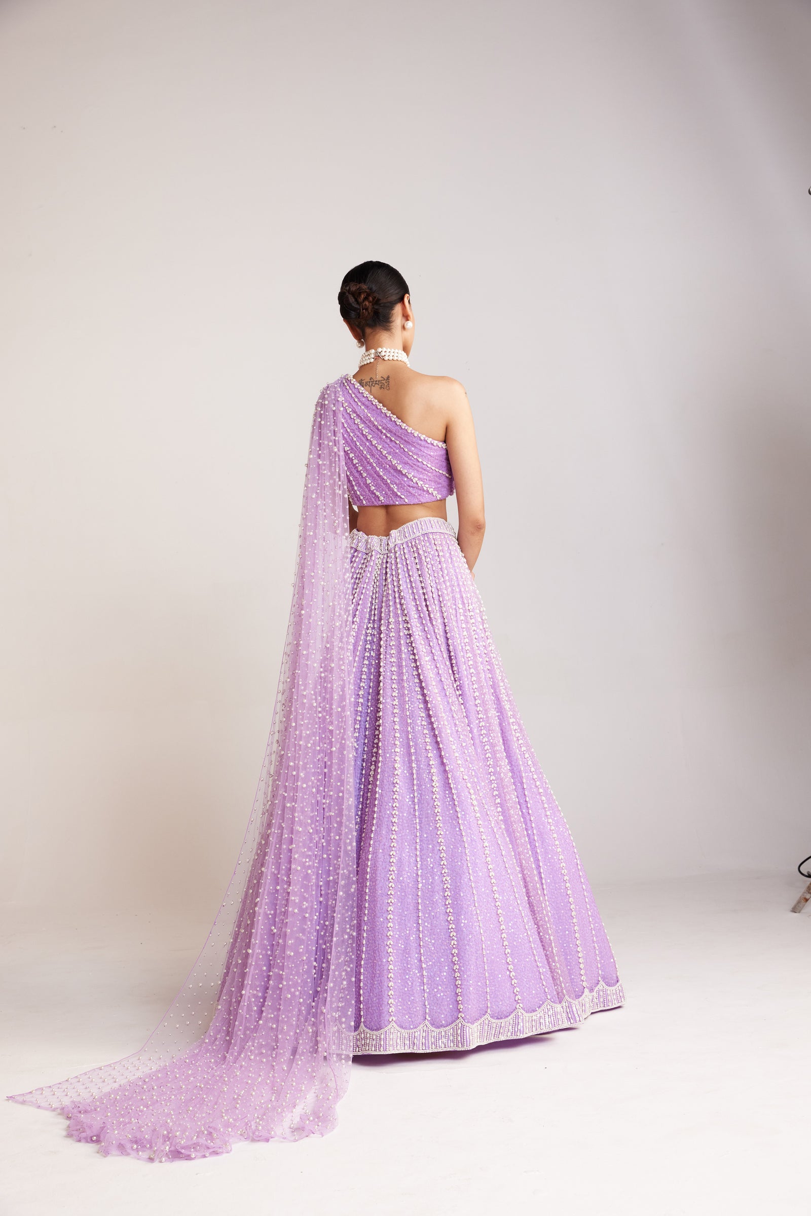 Lilac One Shoulder Lehenga Set