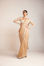 Beige Chandelier Drop Pre-Draped Saree Set