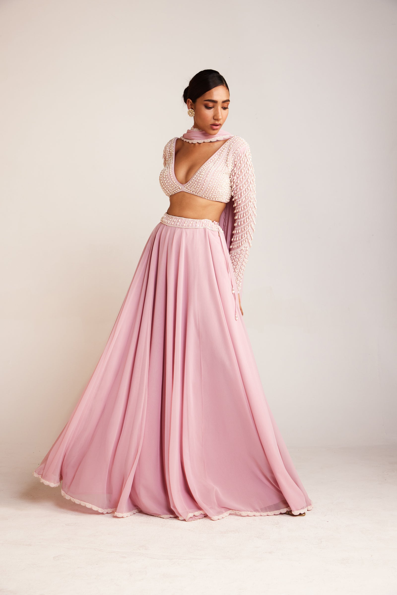 Powder Pink Lehenga Pant Set