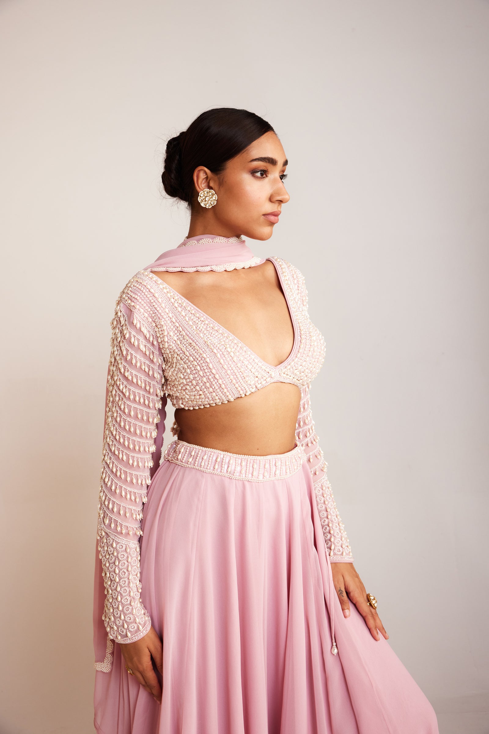 Powder Pink Lehenga Pant Set
