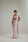 Lavender draped saree set