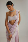 Lavender draped saree set