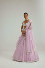 Lavender mirror and pearl lehenga set