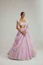 Lavender mirror and pearl lehenga set