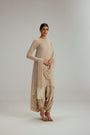 Light Beige pearl Kurta With Stole Set