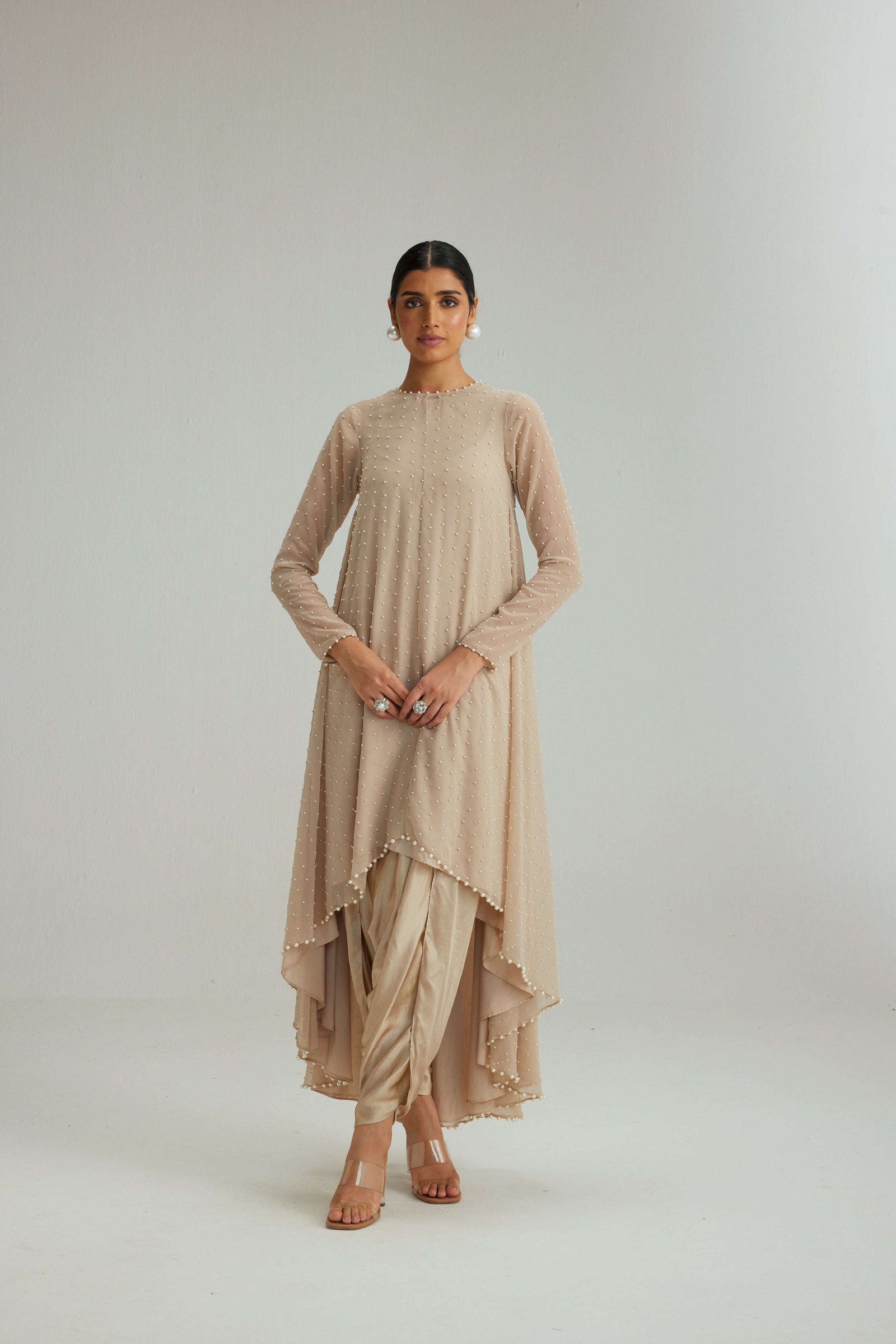 Light Beige pearl Kurta Set
