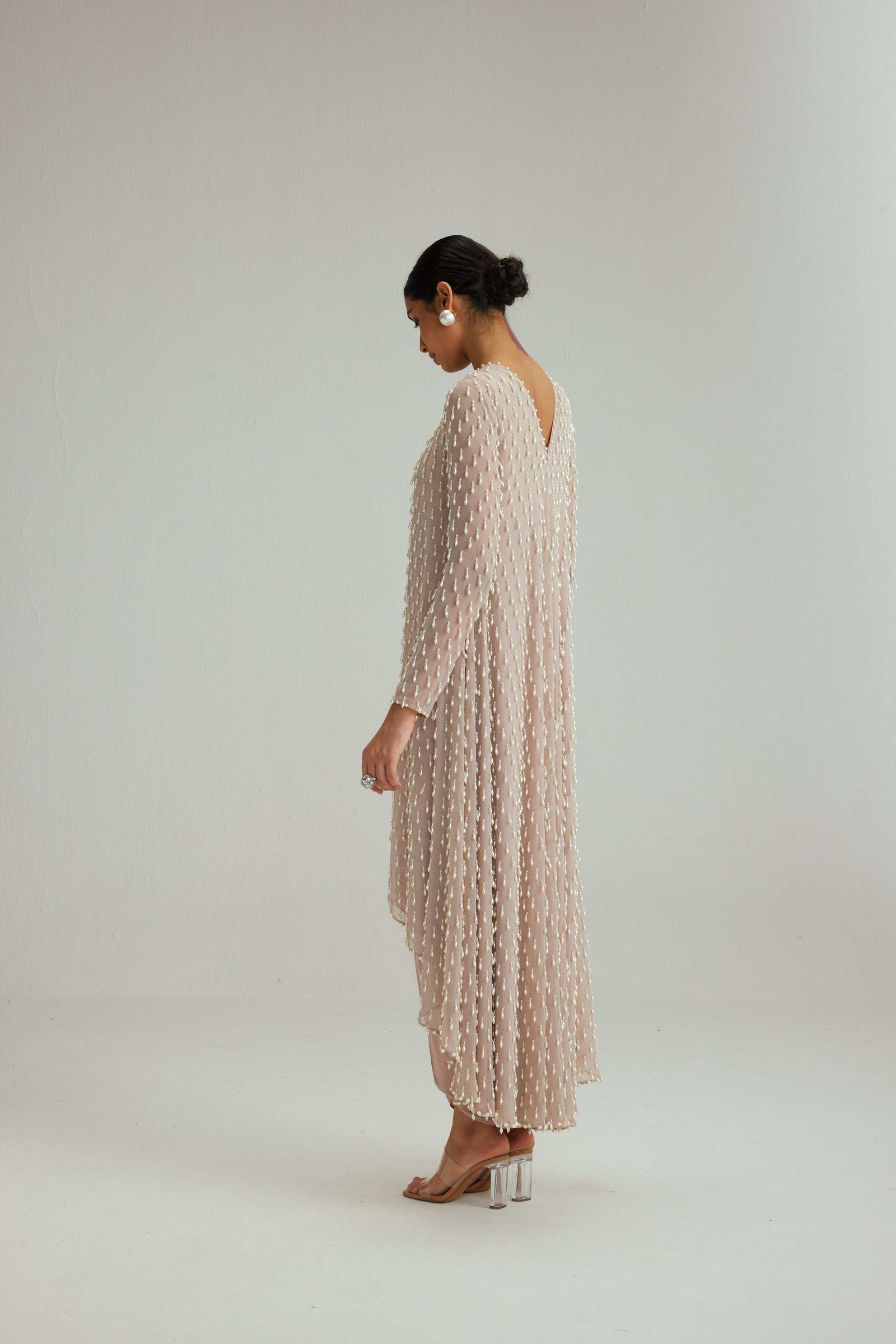 Ash Pink Pearl Drop Kurta set