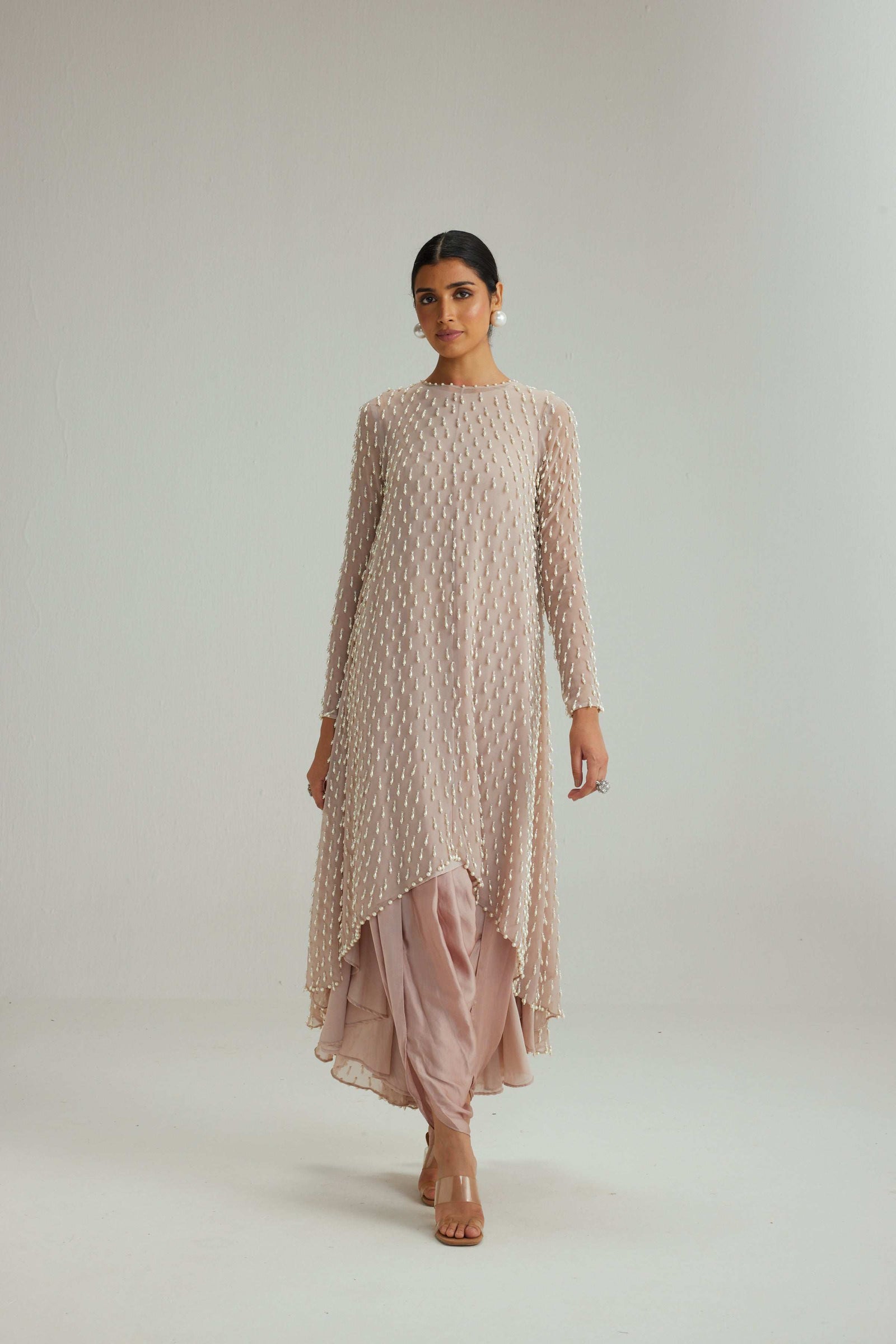 Ash Pink Pearl Drop Kurta set