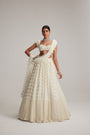 Off White Mirror and Pearl Drop Bridal lehenga set