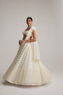 Off White Mirror and Pearl Drop Bridal lehenga set
