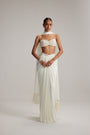 Off White Satin Draped Skirt Set