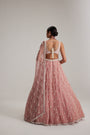 Dusty Rose Organza Long pearl tassels lehenga set