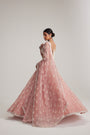 Dusty Rose Organza Long pearl tassels lehenga set