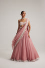 Dusty Rose Organza mirror and pearl lehenga set