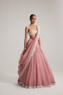 Dusty Rose Organza mirror and pearl lehenga set