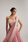Dusty Rose Organza mirror and pearl lehenga set