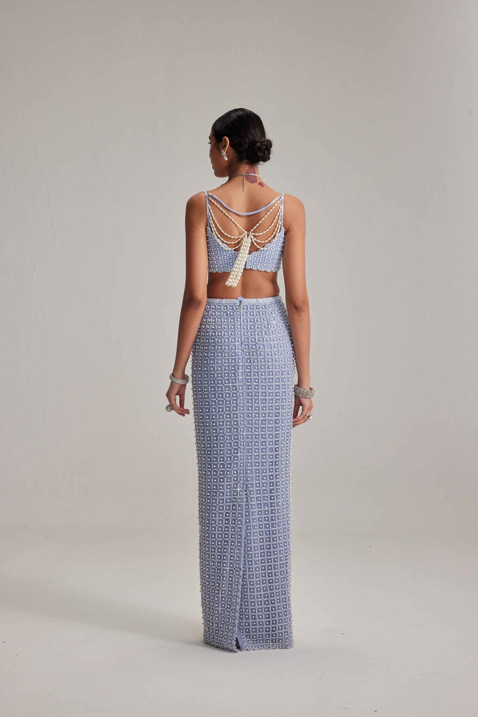 Dew Blue Pencil Skirt Set