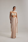 Light Beige Satin draped skirt set