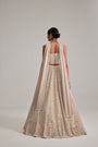 Light Beige mirror and pearl Corset lehenga set With Stole