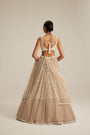 Light Beige Pearl Drop Multi Tier Lehenga Set.