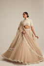 Light Beige High Neck Organza mirror and pearl lehenga set