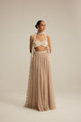 Light Beige Pearl Drop Jacket Set.