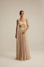 Light Beige Pearl Drop Jacket Set.