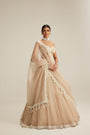 Light Beige Organza mirror and pearl lehenga set