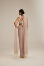 Ash pink Pearl Scattered draped skirt set