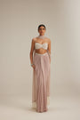 Ash pink Pearl Scattered draped skirt set