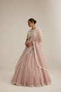 Ash Pink Pearl Drop Lehenga with high neck blouse