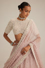 Ash Pink Pearl Drop Lehenga with high neck blouse