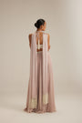 Ash Pink Georgette Skirt with Halter neck Blouse and stole