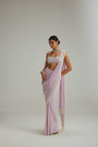Lavender draped saree set
