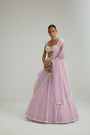 Lavender mirror and pearl lehenga set