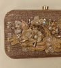 Bronze clutch/sling with a gold frame and a diamond clasp