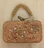 Rose Gold lace and applique clutch/purse with pearl and diamond embroidery set